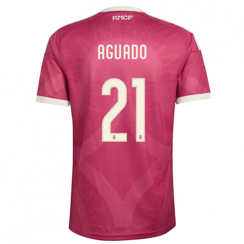Danxen Uomo Maglia Diego Aguado #21 Rosso Viola Pallido Bianco Kit Gara Third 2026/27 Maglietta