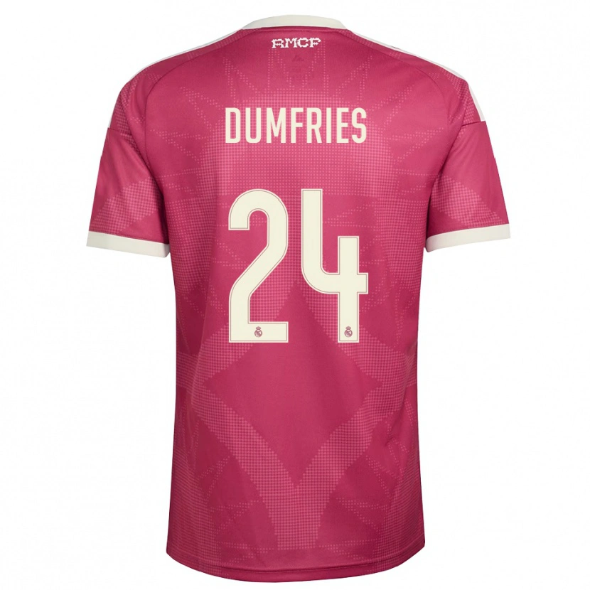 Danxen Uomo Maglia Denzel Dumfries #24 Rosso Viola Pallido Bianco Kit Gara Third 2026/27 Maglietta