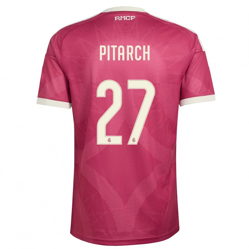 Danxen Uomo Maglia Thiago Pitarch #27 Rosso Viola Pallido Bianco Kit Gara Third 2026/27 Maglietta