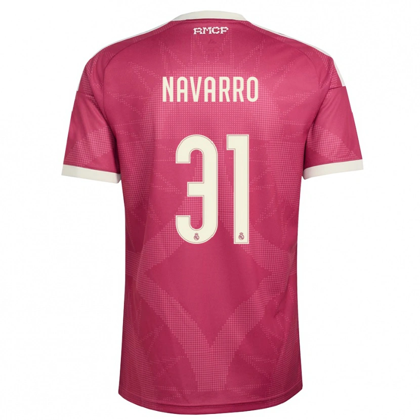 Danxen Uomo Maglia Javi Navarro #31 Rosso Viola Pallido Bianco Kit Gara Third 2026/27 Maglietta