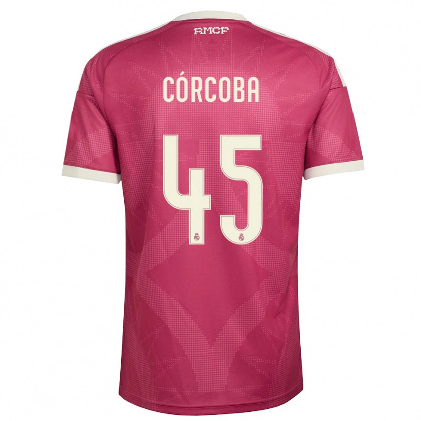 Danxen Uomo Maglia Andrés Córcoba #45 Rosso Viola Pallido Bianco Kit Gara Third 2026/27 Maglietta