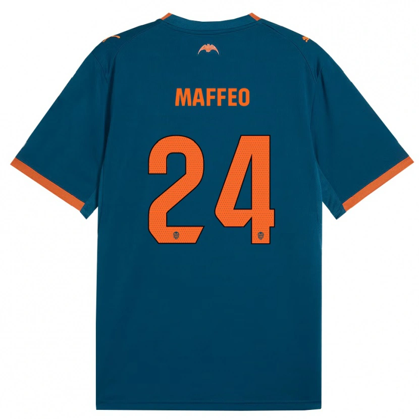 Danxen Uomo Maglia Pablo Maffeo #24 Blu Acciaio Arancione Kit Gara Away 2026/27 Maglietta