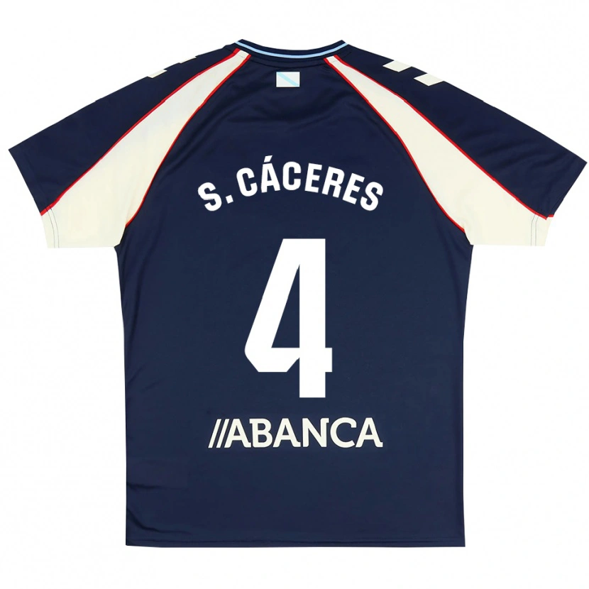 Danxen Donna Maglia Sebastián Cáceres #4 Blu Reale Rosso Bianco Kit Gara Away 2026/27 Maglietta