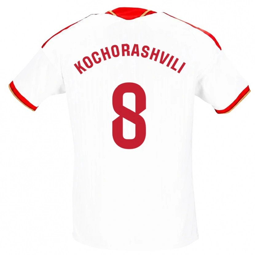 Danxen Donna Maglia Giorgi Kochorashvili #8 Bianco Rosso Kit Gara Home 2026/27 Maglietta