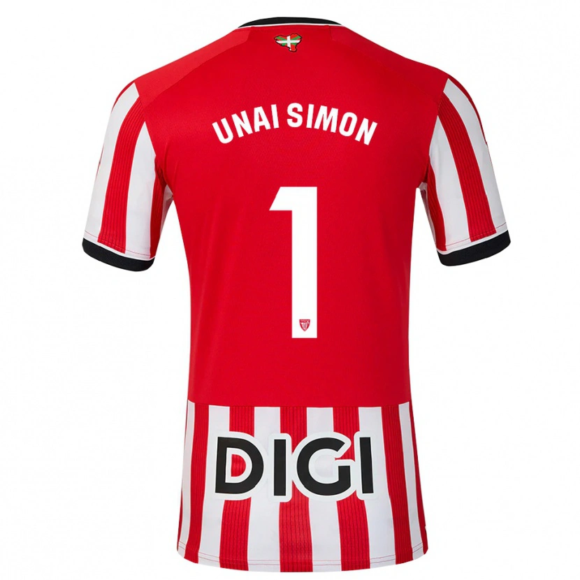 Danxen Donna Maglia Unai Simón #1 Rosso Nero Bianco Kit Gara Home 2026/27 Maglietta