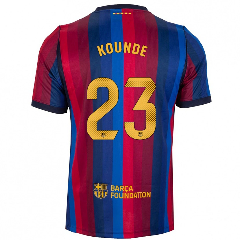 Danxen Donna Maglia Jules Koundé #23 Blu Reale Rosso Giallo Kit Gara Home 2026/27 Maglietta