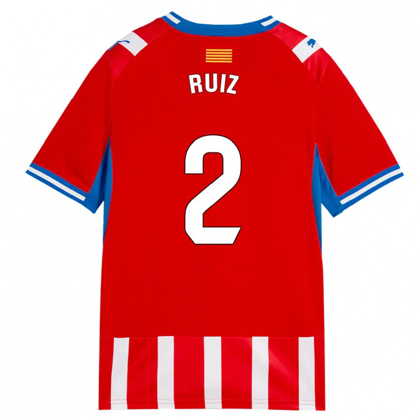 Danxen Donna Maglia Ferran Ruiz #2 Rosso Bianco Azzurro Kit Gara Home 2026/27 Maglietta