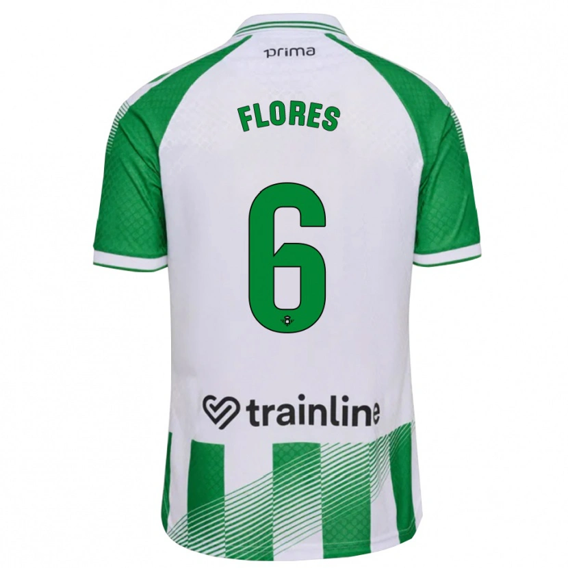 Danxen Donna Maglia Mateo Flores #6 Verde Chiaro Nero Bianco Kit Gara Home 2026/27 Maglietta