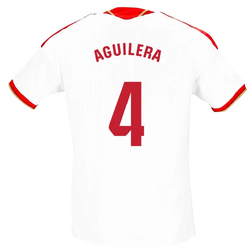 Danxen Donna Maglia Juanan Aguilera #4 Bianco Rosso Kit Gara Home 2026/27 Maglietta