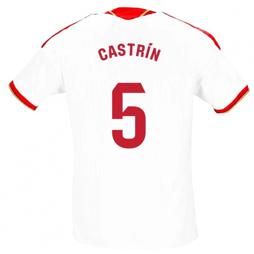 Danxen Donna Maglia Andrés Castrín #5 Bianco Rosso Kit Gara Home 2026/27 Maglietta