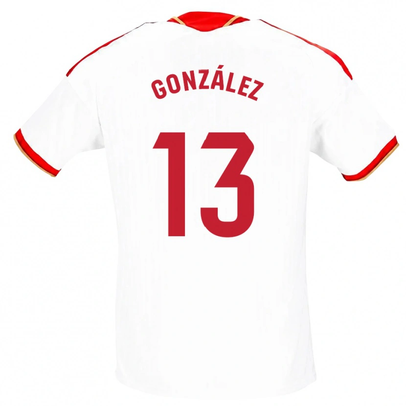 Danxen Donna Maglia Fran González #13 Bianco Rosso Kit Gara Home 2026/27 Maglietta