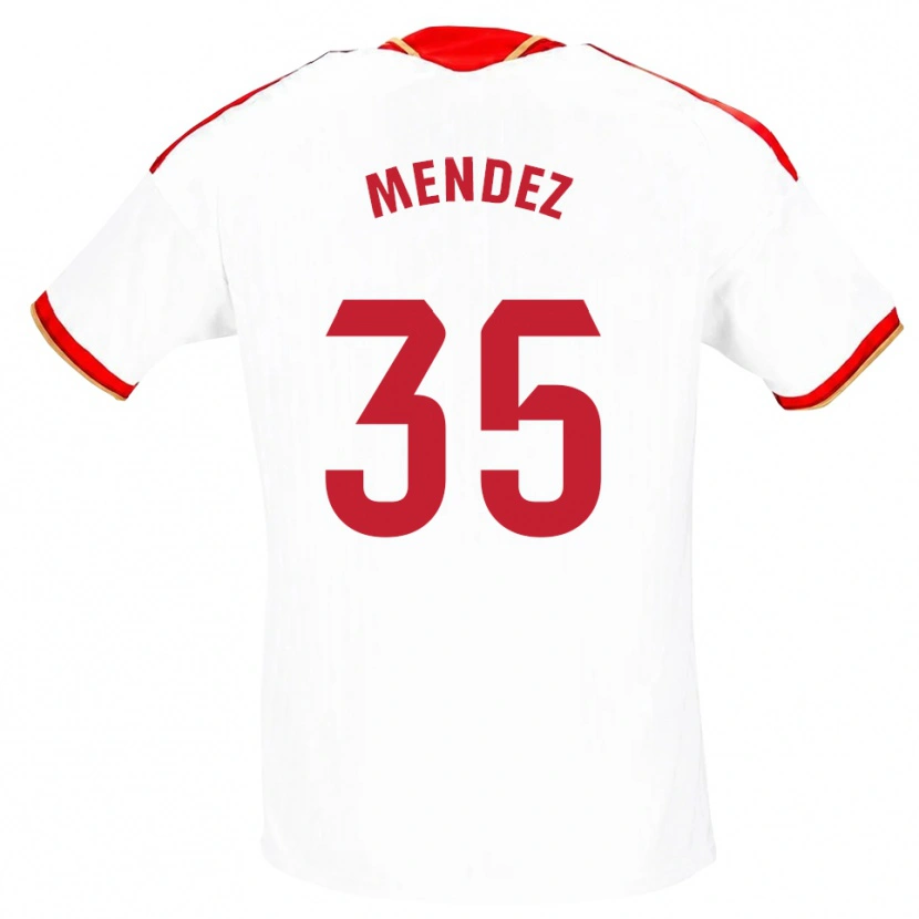 Danxen Donna Maglia Tomás Méndez #35 Bianco Rosso Kit Gara Home 2026/27 Maglietta