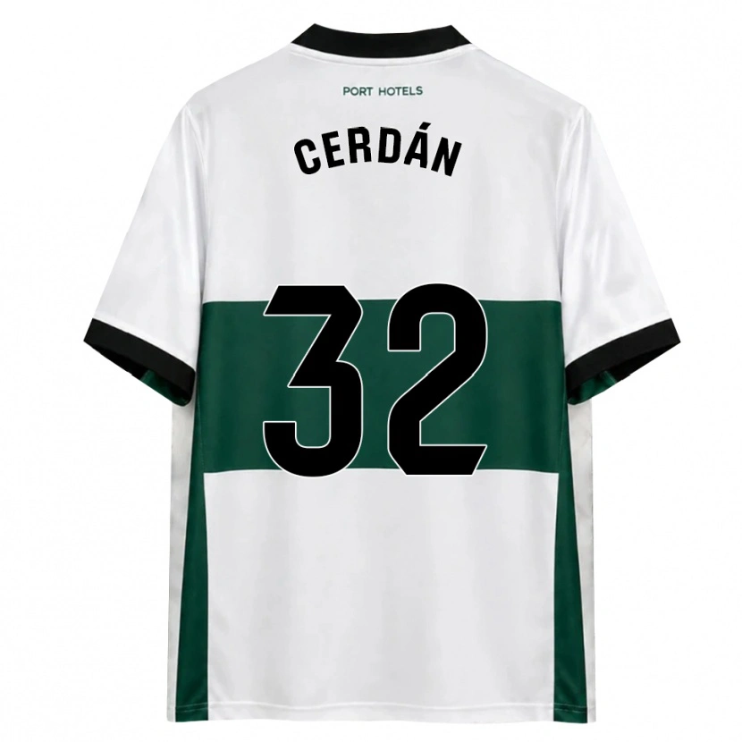 Danxen Donna Maglia Pablo Cerdán #32 Verde Bianco Rosso Kit Gara Home 2026/27 Maglietta