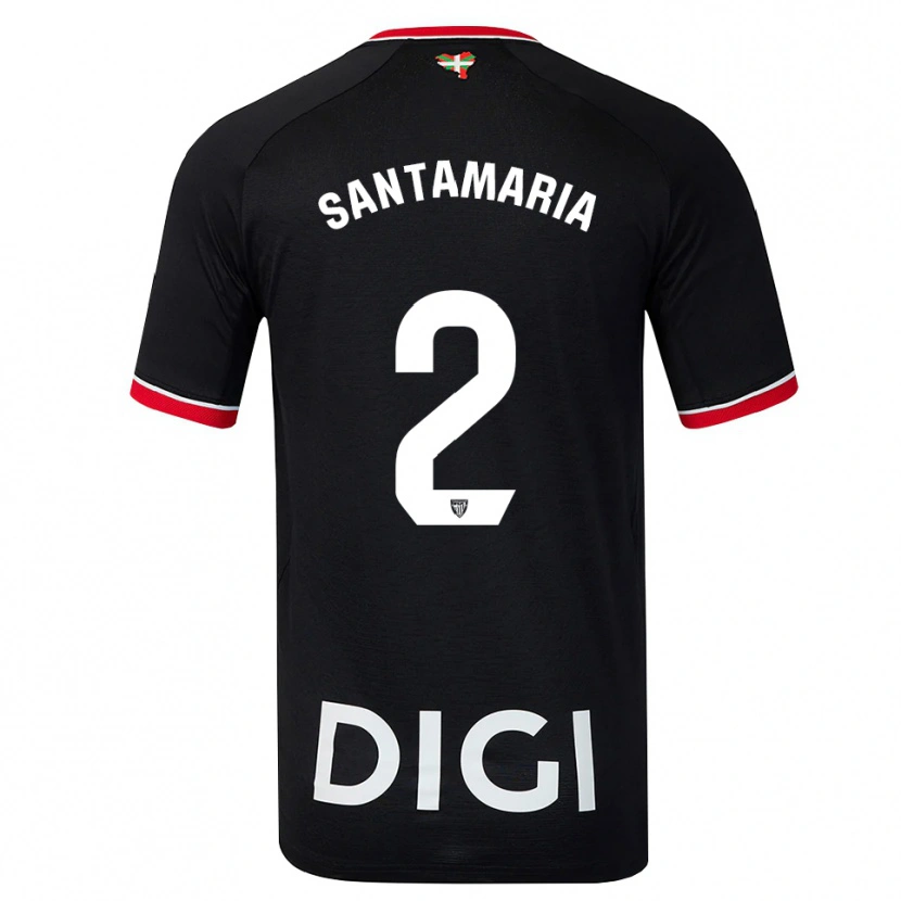 Danxen Donna Maglia Unai Santamaría #2 Nero Bianco Rosso Kit Gara Away 2026/27 Maglietta