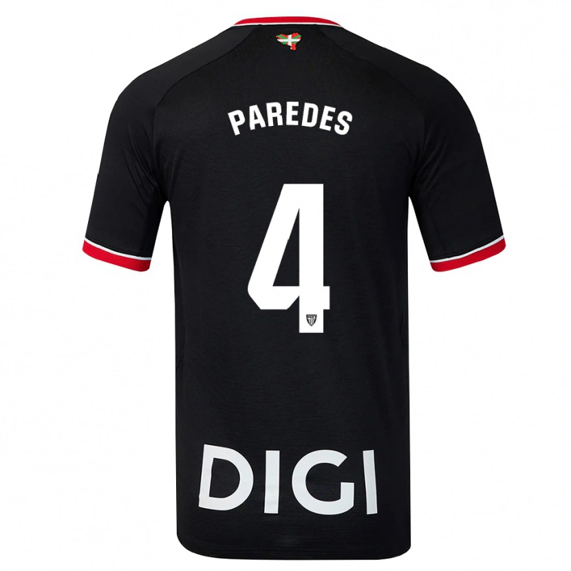Danxen Donna Maglia Aitor Paredes #4 Nero Bianco Rosso Kit Gara Away 2026/27 Maglietta