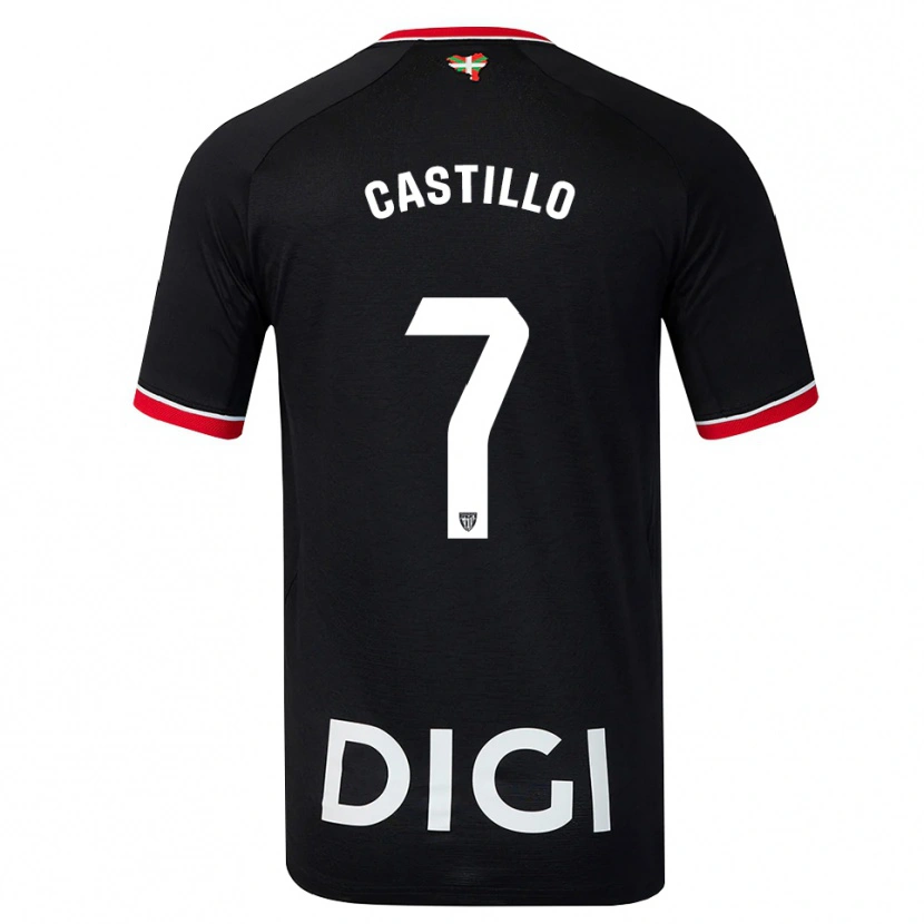 Danxen Donna Maglia Unai Castillo #7 Nero Bianco Rosso Kit Gara Away 2026/27 Maglietta