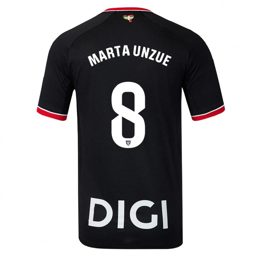 Danxen Donna Maglia Marta Unzué Urdániz #8 Nero Bianco Rosso Kit Gara Away 2026/27 Maglietta