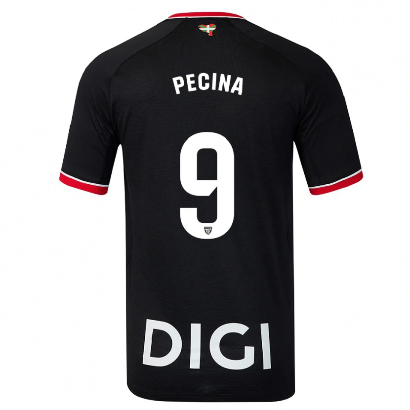 Danxen Donna Maglia Ander Peciña #9 Nero Bianco Rosso Kit Gara Away 2026/27 Maglietta