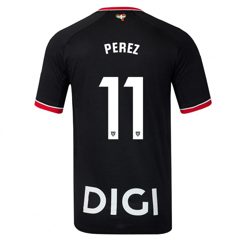 Danxen Donna Maglia Adrián Pérez #11 Nero Bianco Rosso Kit Gara Away 2026/27 Maglietta