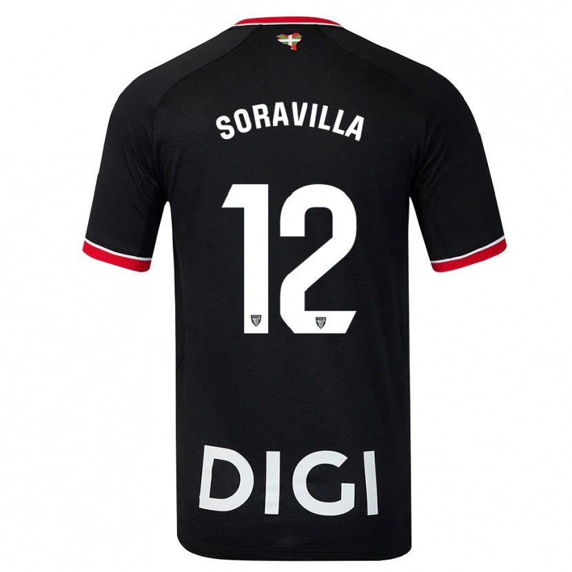 Danxen Donna Maglia Ander Soravilla #12 Nero Bianco Rosso Kit Gara Away 2026/27 Maglietta
