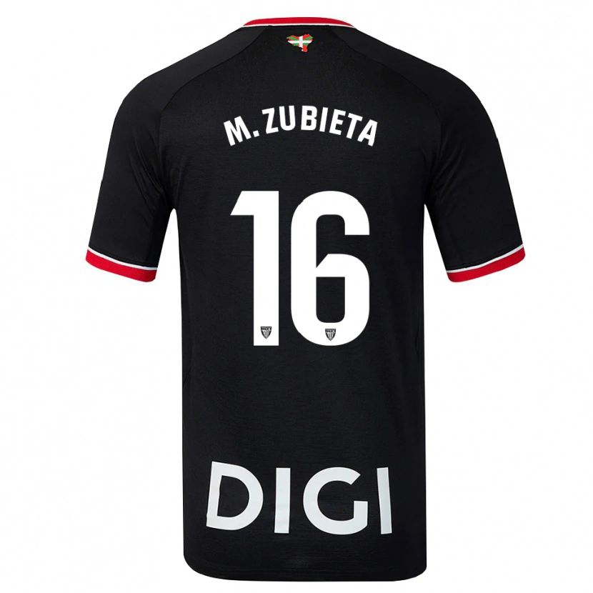 Danxen Donna Maglia Maite Zubieta Aranbarri #16 Nero Bianco Rosso Kit Gara Away 2026/27 Maglietta