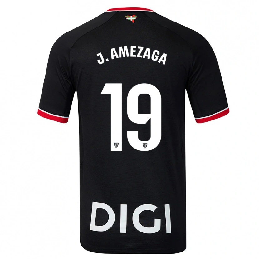 Danxen Donna Maglia Jone Amezaga #19 Nero Bianco Rosso Kit Gara Away 2026/27 Maglietta