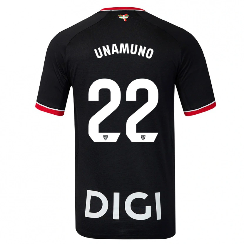 Danxen Donna Maglia Oier Unamuno #22 Nero Bianco Rosso Kit Gara Away 2026/27 Maglietta