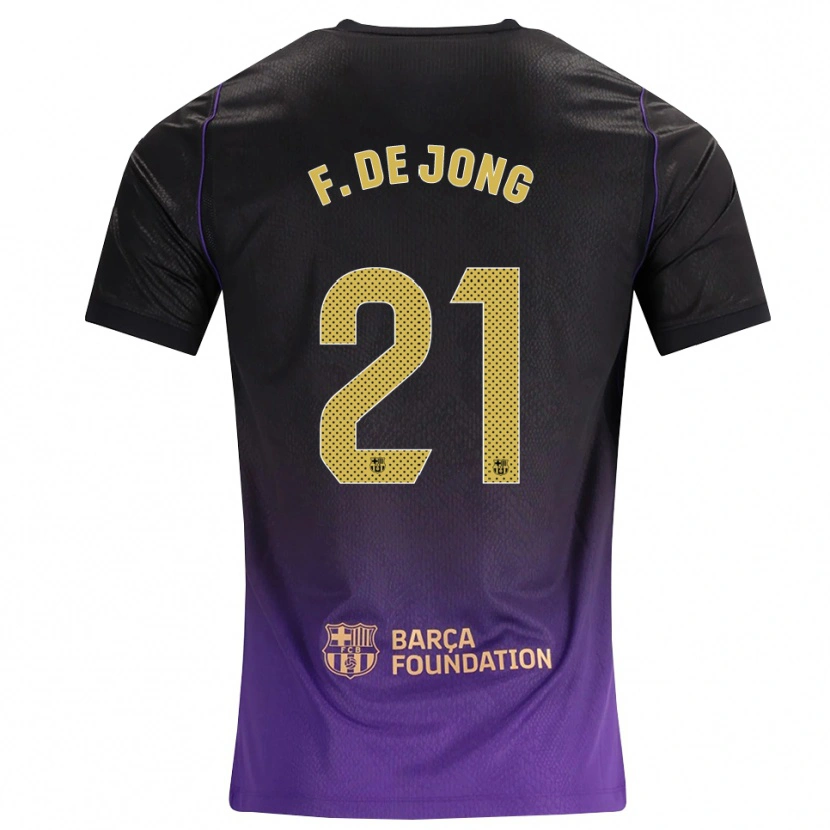 Danxen Donna Maglia Frenkie De Jong #21 Viola Giallo Nero Kit Gara Away 2026/27 Maglietta