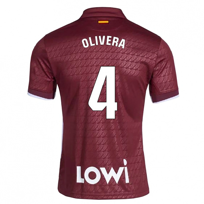 Danxen Donna Maglia Ian Olivera #4 Rosso Scuro Bianco Kit Gara Away 2026/27 Maglietta