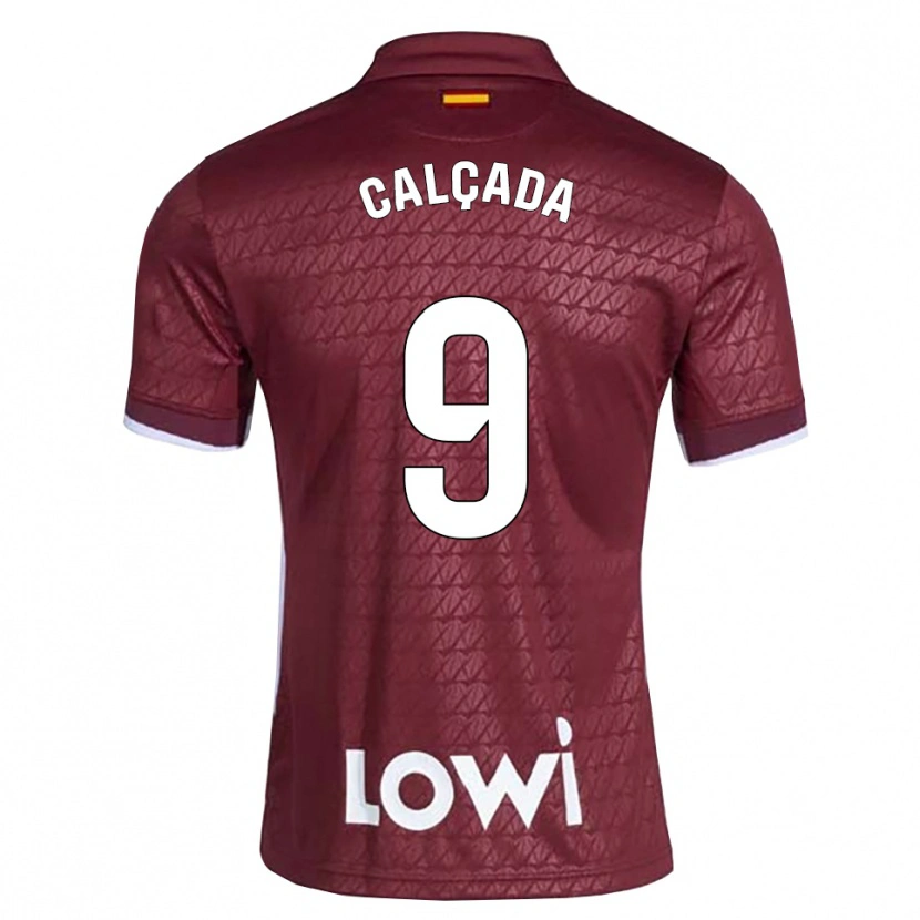 Danxen Donna Maglia Gonzalo Calçada #9 Rosso Scuro Bianco Kit Gara Away 2026/27 Maglietta