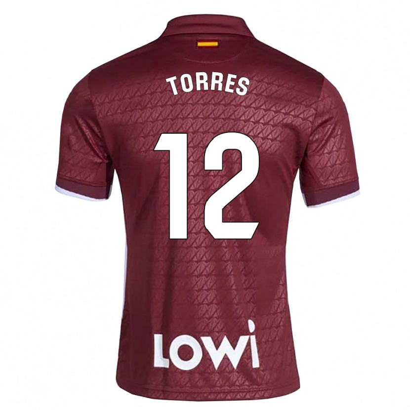Danxen Donna Maglia Rubén Torres #12 Rosso Scuro Bianco Kit Gara Away 2026/27 Maglietta