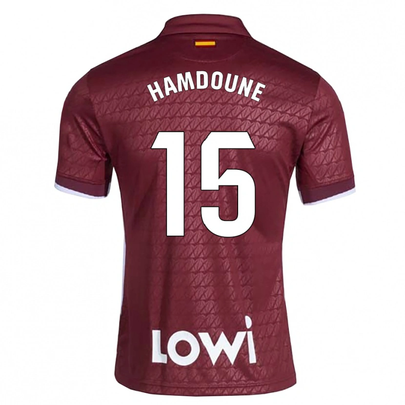 Danxen Donna Maglia Mohamed Hamdoune #15 Rosso Scuro Bianco Kit Gara Away 2026/27 Maglietta