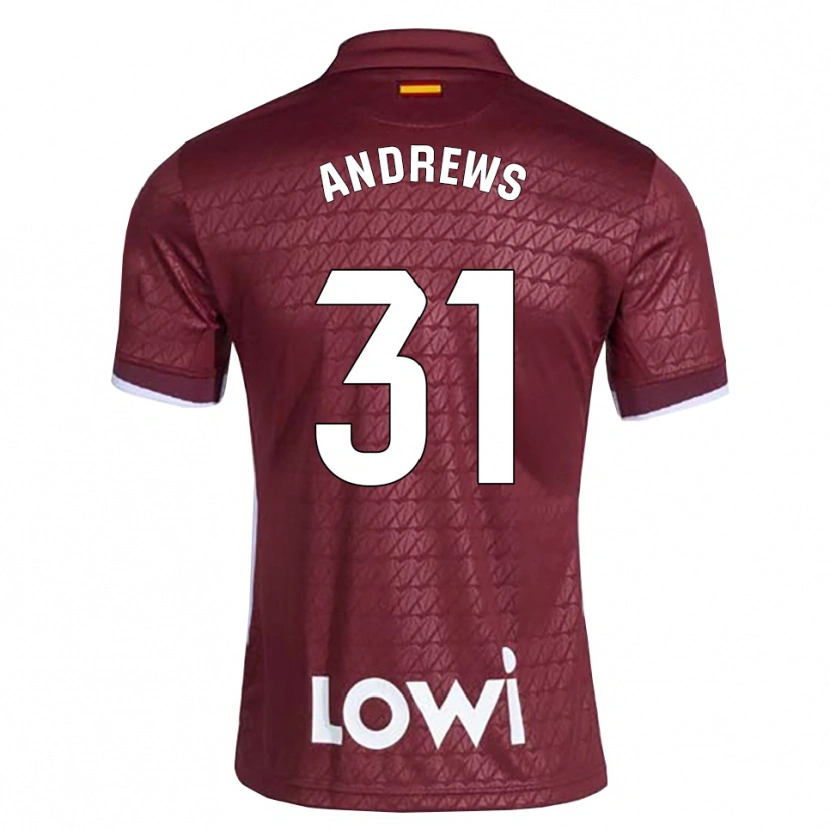 Danxen Donna Maglia George Andrews #31 Rosso Scuro Bianco Kit Gara Away 2026/27 Maglietta