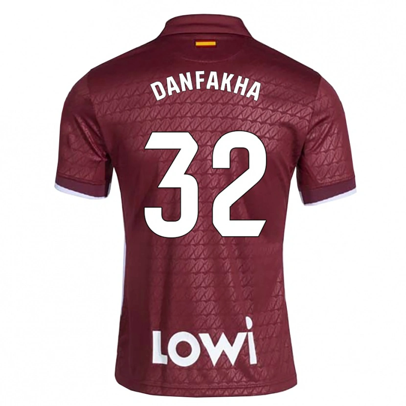 Danxen Donna Maglia Ibrahima Danfakha #32 Rosso Scuro Bianco Kit Gara Away 2026/27 Maglietta