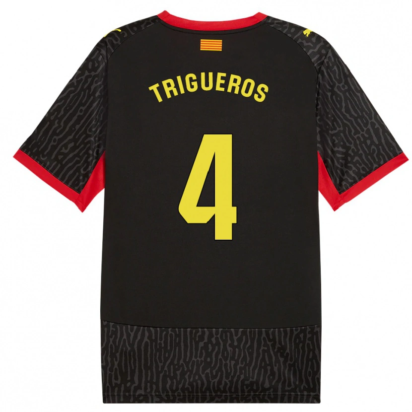 Danxen Donna Maglia Pol Trigueros #4 Nero Giallo Rosso Kit Gara Away 2026/27 Maglietta