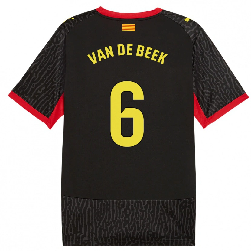 Danxen Donna Maglia Donny Van De Beek #6 Nero Giallo Rosso Kit Gara Away 2026/27 Maglietta