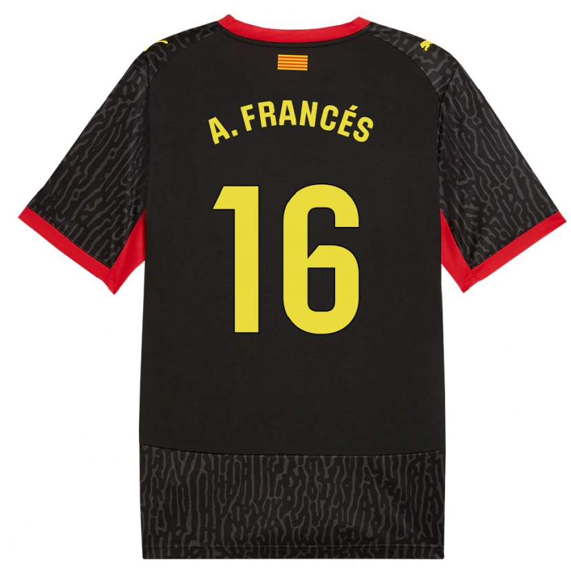 Danxen Donna Maglia Alejandro Francés #16 Nero Giallo Rosso Kit Gara Away 2026/27 Maglietta