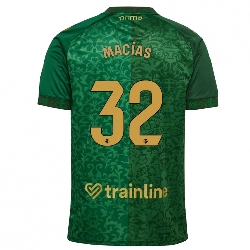 Danxen Donna Maglia Curro Macías #32 Verde Foresta Marrone Dorato Scuro Kit Gara Away 2026/27 Maglietta