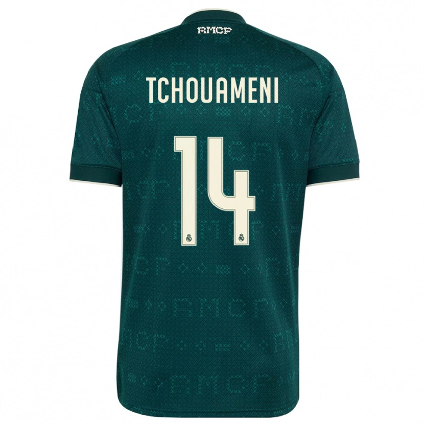 Danxen Donna Maglia Aurélien Tchouaméni #14 Grigio Ardesia Scuro Bianco Kit Gara Away 2026/27 Maglietta