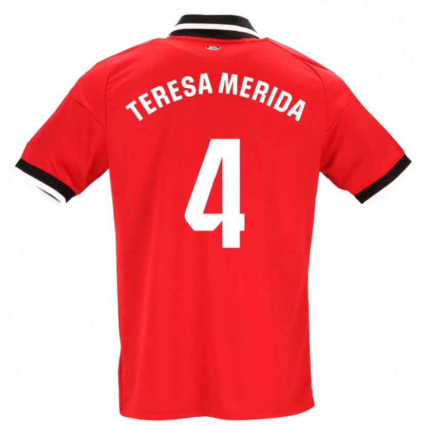 Danxen Donna Maglia Teresa Merida #4 Nero Bianco Rosso Kit Gara Away 2026/27 Maglietta