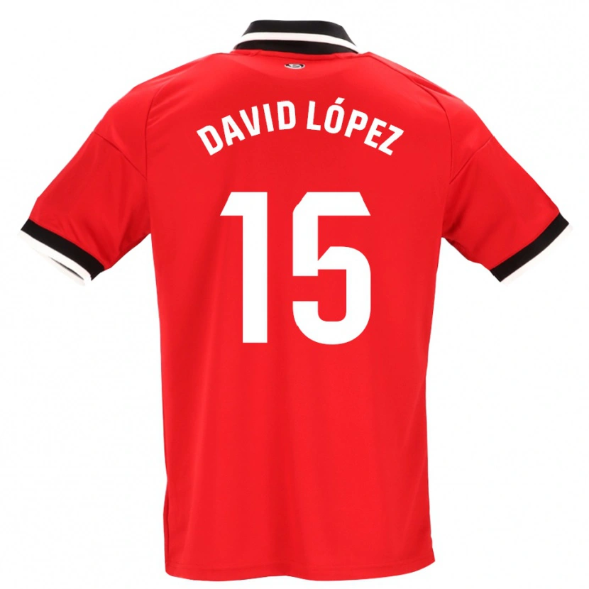 Danxen Donna Maglia David López #15 Nero Bianco Rosso Kit Gara Away 2026/27 Maglietta
