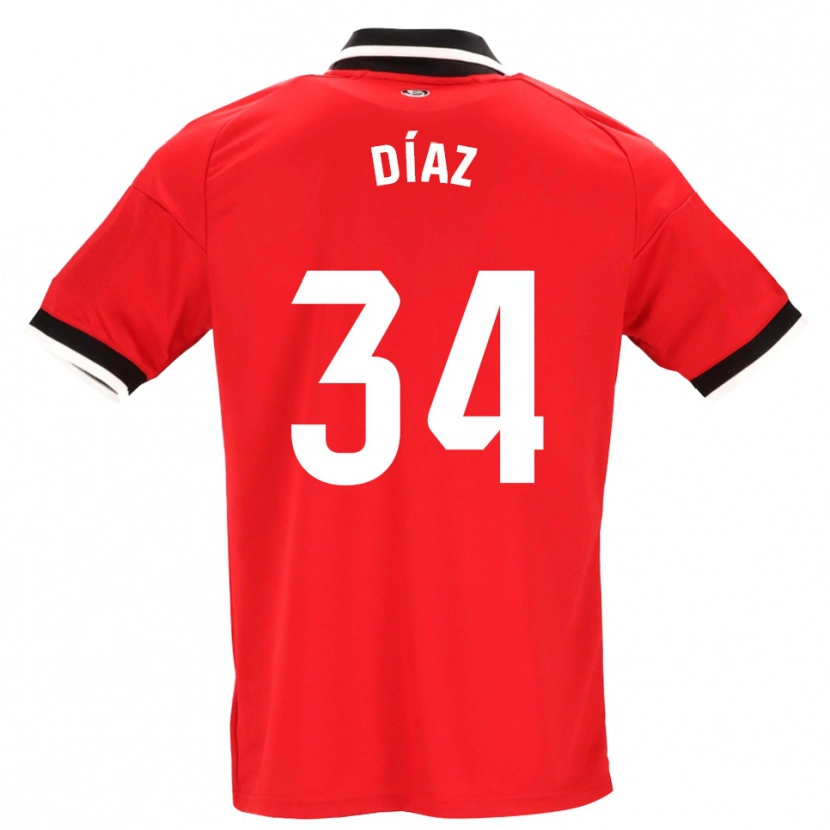 Danxen Donna Maglia Mario Díaz #34 Nero Bianco Rosso Kit Gara Away 2026/27 Maglietta