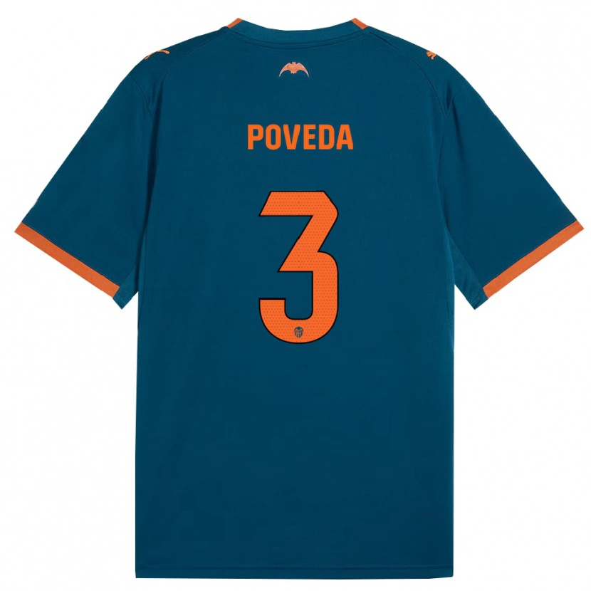 Danxen Donna Maglia Hugo Poveda #3 Blu Acciaio Arancione Kit Gara Away 2026/27 Maglietta