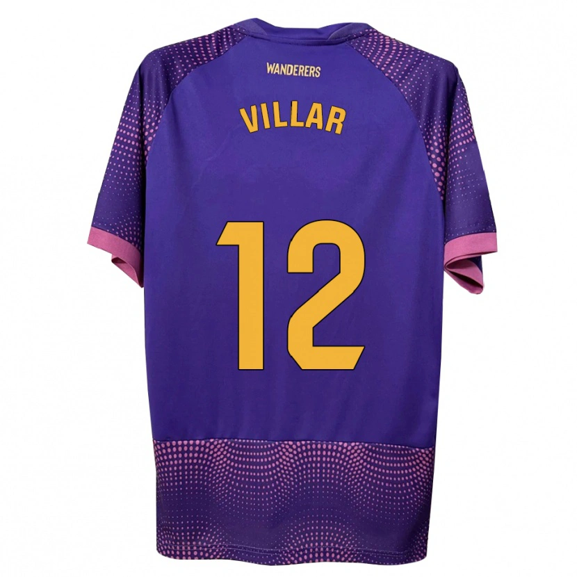 Danxen Donna Maglia Gonzalo Villar #12 Viola Bianco Rosa Kit Gara Away 2026/27 Maglietta