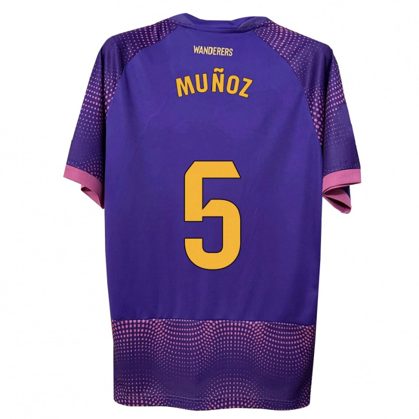 Danxen Donna Maglia Ismael Muñoz #5 Viola Bianco Rosa Kit Gara Away 2026/27 Maglietta