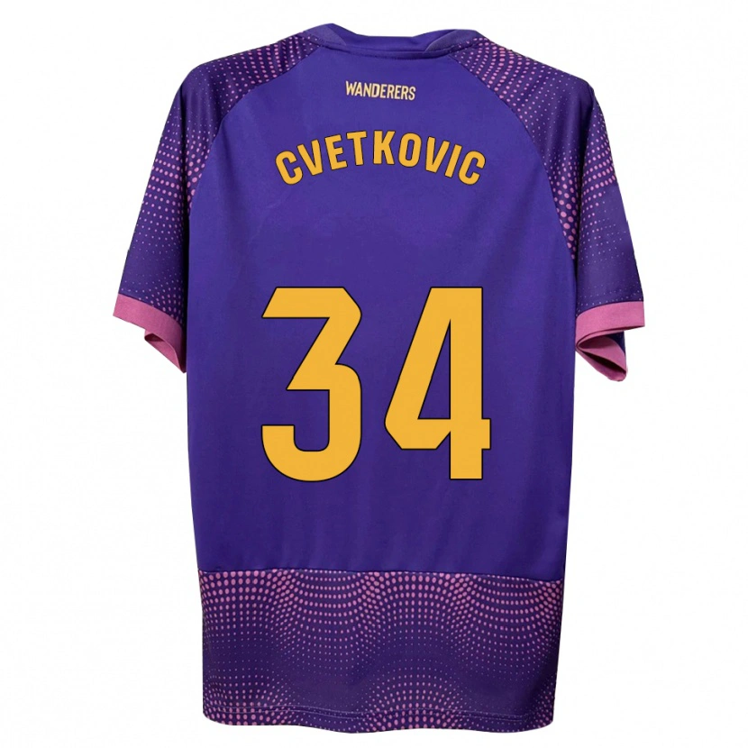 Danxen Donna Maglia Novak Cvetkovic #34 Viola Bianco Rosa Kit Gara Away 2026/27 Maglietta
