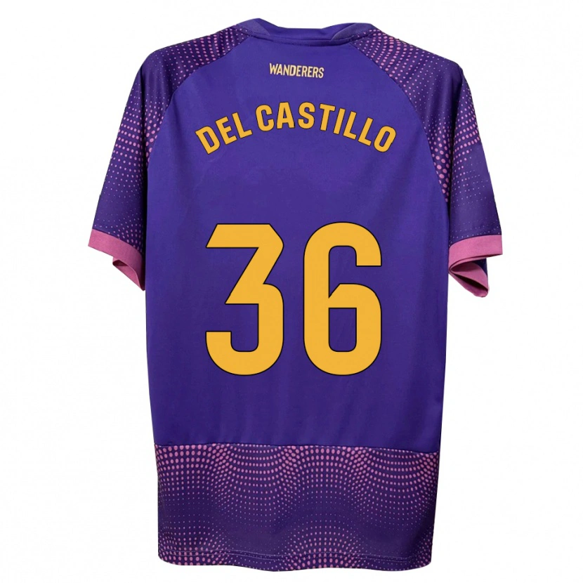 Danxen Donna Maglia Gonzalo Del Castillo #36 Viola Bianco Rosa Kit Gara Away 2026/27 Maglietta