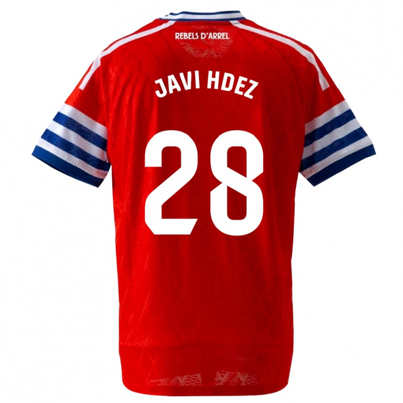 Danxen Donna Maglia Javi Hernández #28 Blu Reale Rosso Kit Gara Away 2026/27 Maglietta