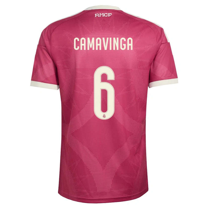Danxen Donna Maglia Eduardo Camavinga #6 Rosso Viola Pallido Bianco Kit Gara Third 2026/27 Maglietta