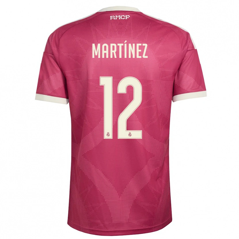 Danxen Donna Maglia Rubén Martínez #12 Rosso Viola Pallido Bianco Kit Gara Third 2026/27 Maglietta